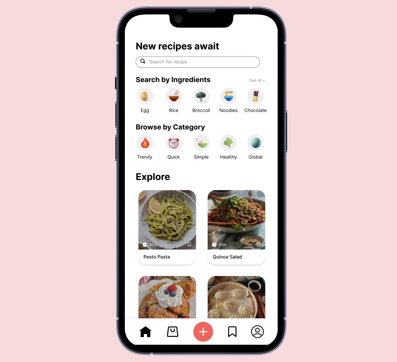 Prototype of the app's homepage